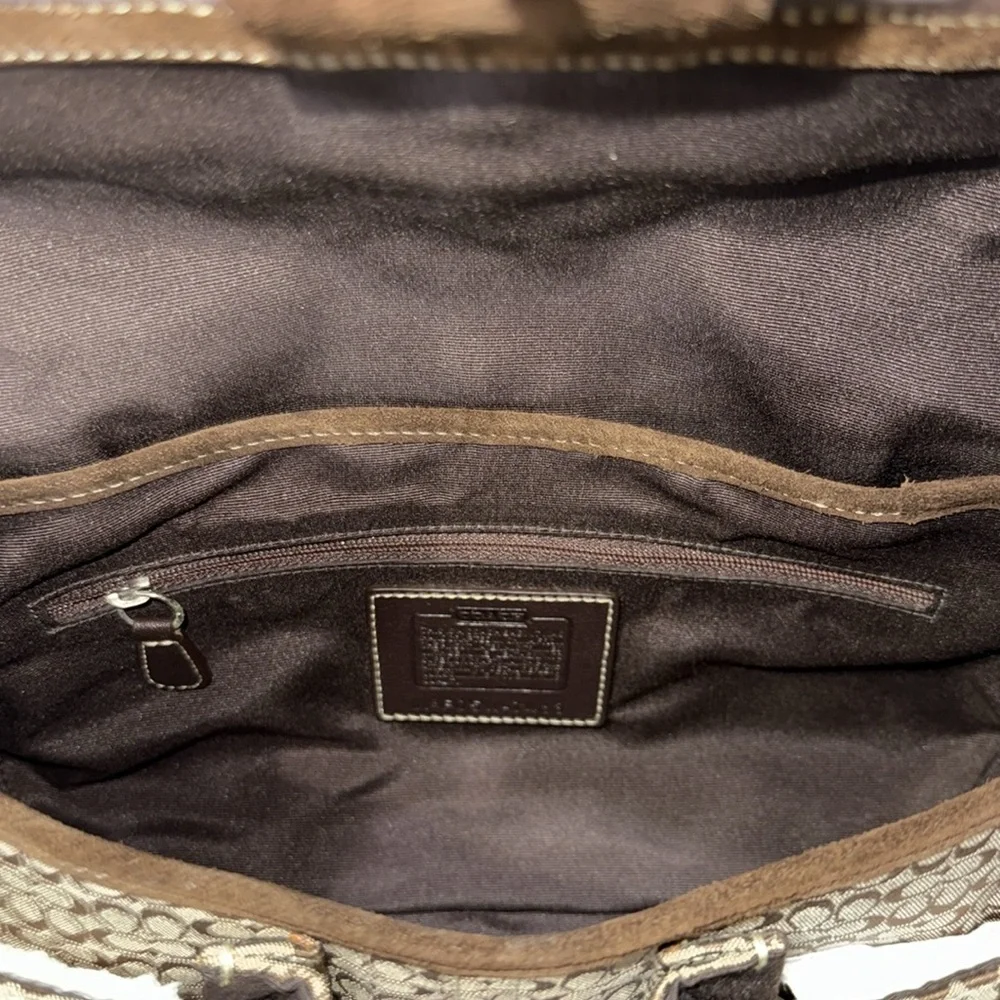 Coach Vintage Beige Brown Monogram Canvas With Brown Suede Soho Shoulder Bag - Picture 14 of 15